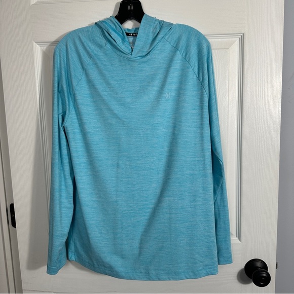 Hurley sz M performance stretch hoodie, lightweight, pullover, aqua blue - Picture 1 of 9